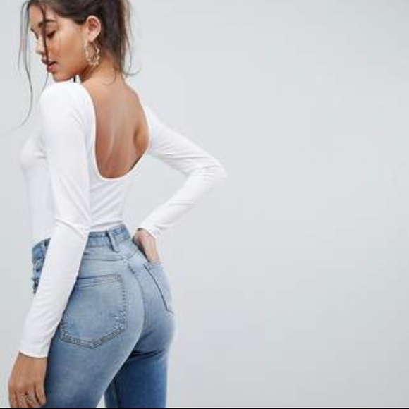ASOS Tops - ASOS White Longsleeve Bodysuit with Scoop Back